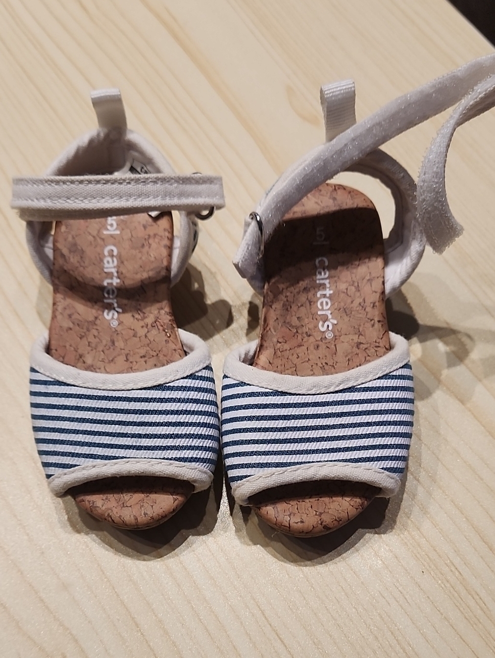 Carter's Girls Cork Blue and White Striped Girls' Sandals